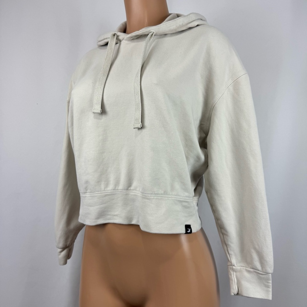 Glyder Women’s Sz XS Cream Cropped Pullover Hoodie Activewear Casual - *STAINED*